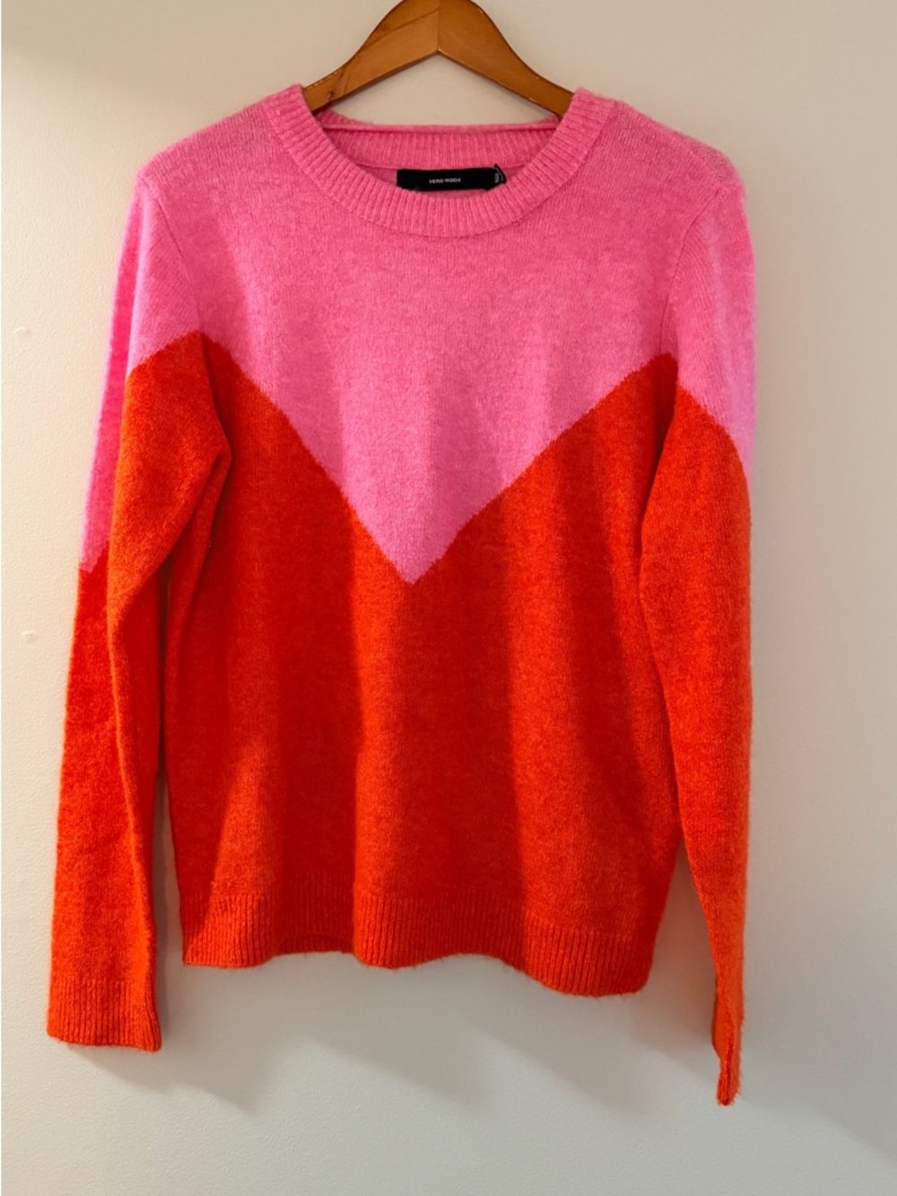 Vero Moda Colorblock Sweater – Pink & Orange – Size L